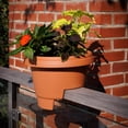 thumbnail image 2 of Bloem 12" Terra Cotta Resin Deck Rail Round Planter, 9" H, 12" L, 12" W, Fits Rail Sizes between 3.25" - 3.75" Wide, 2 of 6