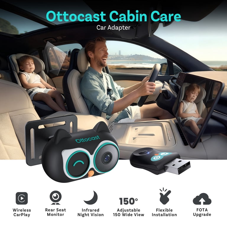 Ottocast, Cabin Care Car Camera, 150° Wide Angle IR Night Vision Ottocast, Cabin Care Car Camera, 150° Wide Angle IR Night Vision