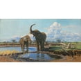 thumbnail image 2 of Wilhelm Kuhnert 24x15 Gold Ornate Framed and Double Matted Museum Art Print Titled - Elephants at a Waterhole, 2 of 4