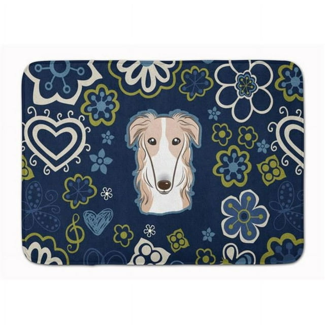Carolines Treasures BB5079RUG Blue Flowers Borzoi Machine Washable Memory Foam Mat