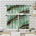 thumbnail image 4 of Teal Black Gold Valances Set for Kitchen, Abstract Art Black Green Jade Texture Gold Stripes Home Decor Rod Pocket Window Drapes for Living Room Dining Room Office 52x18 Inch + 27x24 Inch X 2, 4 of 5