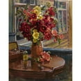 thumbnail image 3 of Georgy Konstantinovich Savitsky 20x24 Black Modern Framed Museum Art Print Titled - Still Life with Hollyhocks (1948), 3 of 5