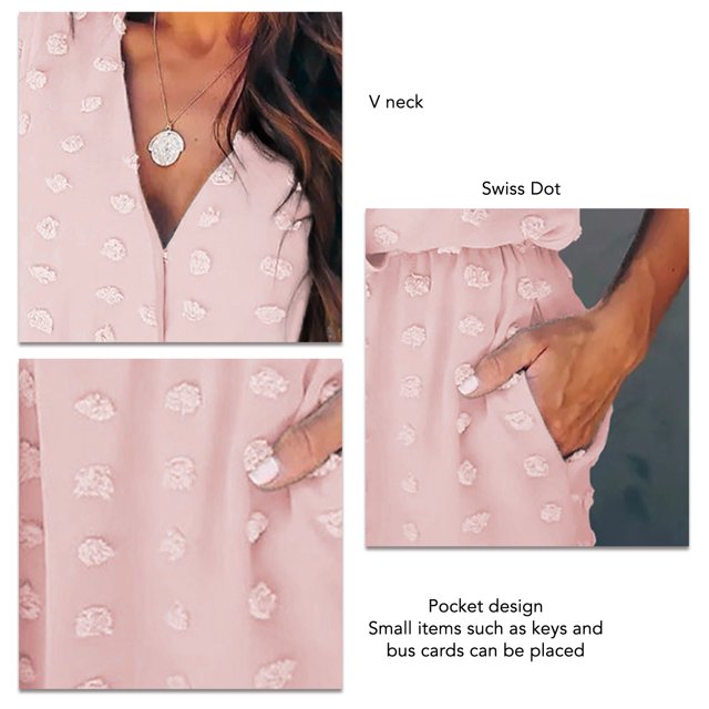 Pelele De Manga Corta, Mono De Lunares De Color Puro Elegante Para Mujer Para Fiesta En La Playa OTVIAP Rosa S