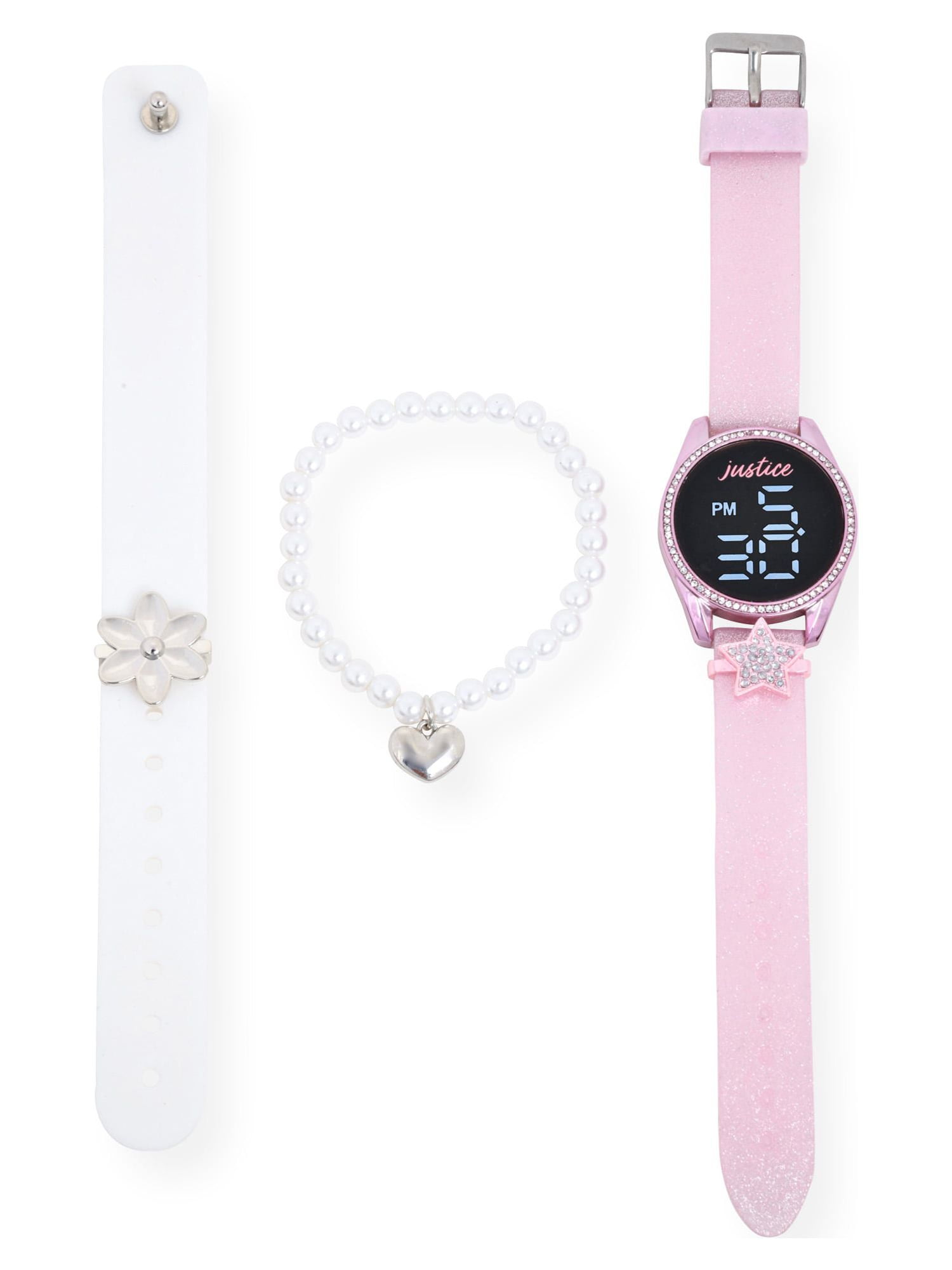 Justice Unisex Interchangeable Band and Charm LED Watch with Justice Unisex Interchangeable Band and Charm LED Watch with