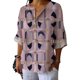 thumbnail image 1 of Camisa domirica Business Casual de lino con mangas 3/4 para mujer, color morado, 1 of 3