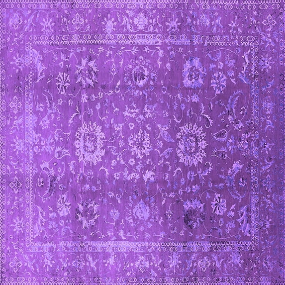Ahgly Company Indoor Square Oriental Purple Industrial Area Rugs, 4' Square