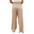 thumbnail image 4 of Frontwalk Womens Cotton Linen Loose Fit Casual Pants Elastic Waist Yoga Summer Beach Trousers Pants with Pockets Khaki M, 4 of 4