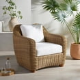 thumbnail image 3 of Safavieh Melbourne Wood and Aluminum Wicker Patio Chair in Natural / White, 3 of 11