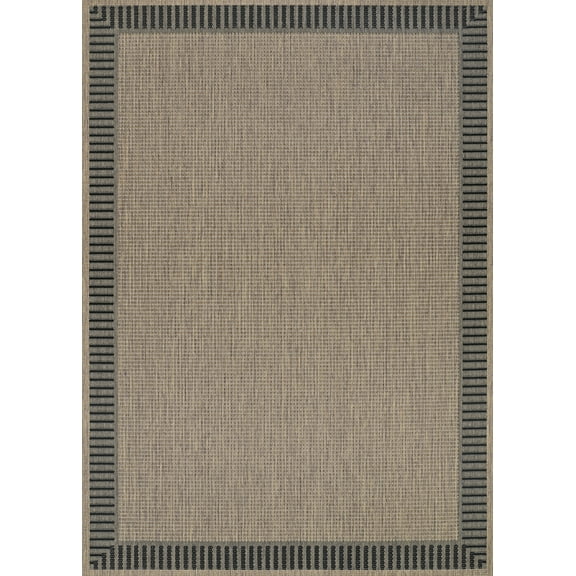 Couristan Recife Wicker Stitch Indoor/ Outdoor Area Rug, Cocoa-Black, 5'3" x 7'6"