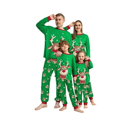 

Christmas Pajamas for Family Christmas Pjs Matching Sets for Couples Adults Kids Dog Funny Holiday Sleepwear Green