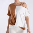 thumbnail image 2 of XuJwPNcy Summer Shirts for Women One-Shoulder Short Sleeve Tops Color Block Asymmetrical Blouses Fashion, 2 of 3