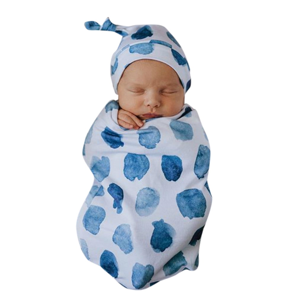 Baby Newborn Boy Girl Cotton Hat Swaddle Infant Wrap Blanket Photo Costume Caps 
