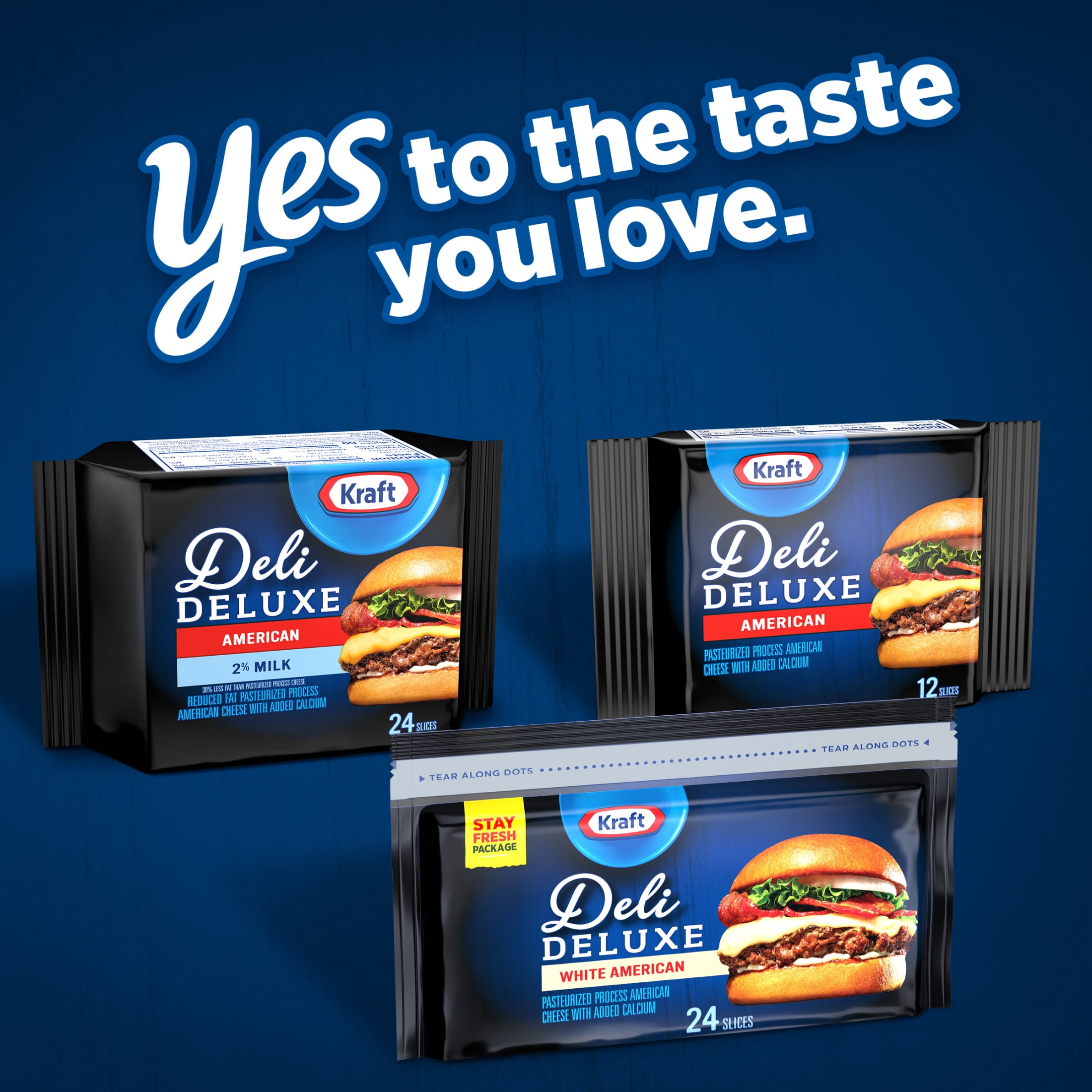 Kraft Deli Deluxe White American Cheese Slices, 16 oz Pack, 24 Slices