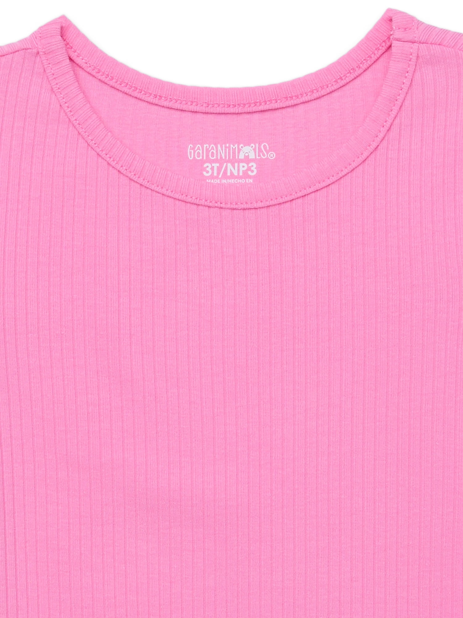 Garanimals Toddler Girl Short Sleeve Solid Rib T-Shirt, Sizes 18M-5T