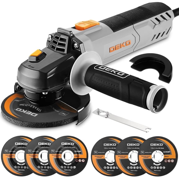 Restored 8-Amp Angle Grinder: DEKOPRO 4-1/2 inch Electric Corded Grinder Power Tools with Grinding and Cutting Wheels, Auxiliary Handle and Wrench for Cutting,B Grade