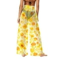 thumbnail image 6 of Ounisa Boho Floral Wide Leg Pants for Women Chiffon Casual Loose Pants Summer Beach Flowers Print Flowy Rashguard Long Pants, 6 of 7