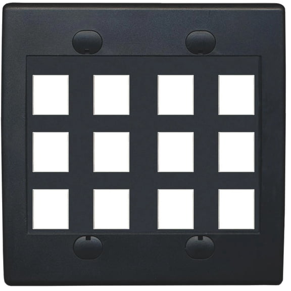 Ultra Spec Cables Black Custom Wall Plate with up to 12 Keystone Ports