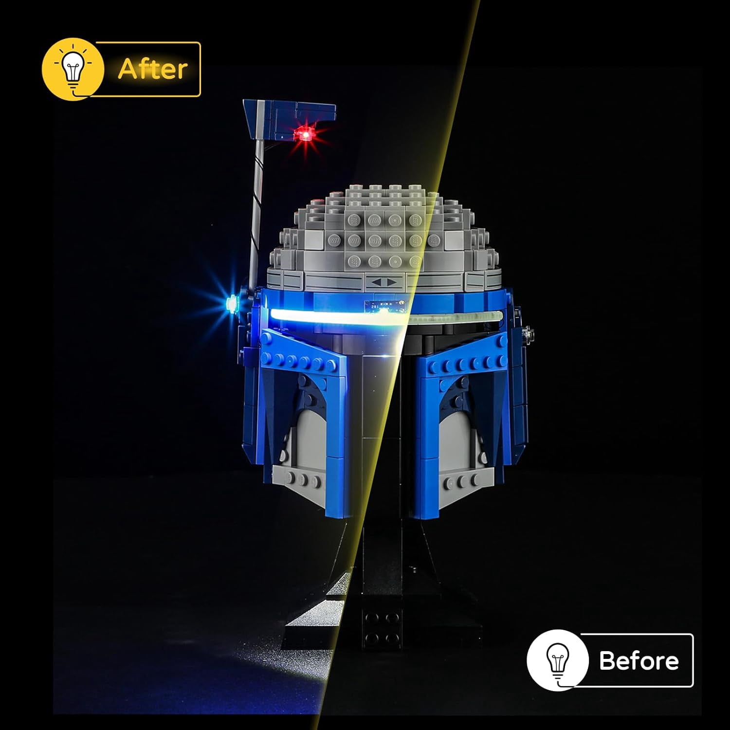 LED Light for Lego-75408 Jango Fett Helmet Building Blocks Model (Building Set NOT Included)