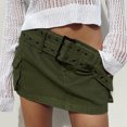 thumbnail image 2 of Gbsyewxs Skirts For Women Low Waist Solid Color With Belt Pockets Mini Skirt Casual Summer Women'S Skirts Green, 2 of 8