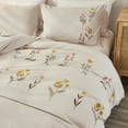 thumbnail image 2 of Flower Embroidery Graphic Duvet Covers Sets Soft Elegant Duvet Bedding Set Beige King Size, 2 of 5