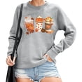 thumbnail image 2 of Halloween Sweatshirt for Women Hoodless Sweatshirt Fall Sweatshirt for Women Fashion Seasonal Autumn Pumpkin Loose Pullover Long Sleeve Tee Grey L, 2 of 4