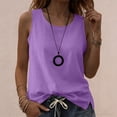 thumbnail image 2 of Women's Cotton Plain Tank Top Summer Flowy Crew Neck Sleeveless Tee Tanks Loose Fit Casual Layering and Everyday Wear Blouses Purple, 2 of 6