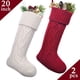 thumbnail image 5 of Medias de Navidad, 2 paquetes de 20 pulgadas de tamaño grande con cable, medias rústicas de Navidad para decoración de temporada de vacaciones familiares, blanco o rojo Adepaton CJWUS-1868, 5 of 7