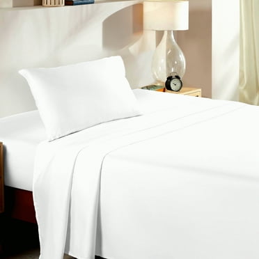 CoolCotton Twin-XL Deep Pocket Sheet Set - 100% Cotton Sateen Weave Cooling Sheets - 3 Pc Extra Long Twin Bedding in White - Soft & Breathable