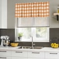 thumbnail image 5 of Orange Plaid Valances for Windows, Decorative Rod Pocket Window Valance Curtains, Gradient Geometric Buffalo White Checkered Short Curtain Drapes for Kitchen/Living Room, 2 Panels, 42" W x 18" L, 5 of 8