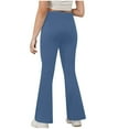 thumbnail image 4 of Plebaso Girls Flare Leggings with Pockets Crossover High Waist Yoga Pants Stretch Dance Bell Bottoms, 4 of 7