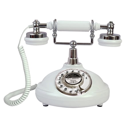 Retro Corded Landline Phone, TelPal White Classic Vintage Old Fashion Telephone for Home & Office, Wired Antique Home Phone Gift for Seniors