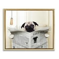 thumbnail image 5 of Stupell Industries Pug Reading Newspaper in Bathroom Metallic Gold Framed Floating Canvas Wall Art, 16x20, by In House, 5 of 5