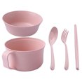 thumbnail image 3 of 1 Set Simple Bento Bowl Pretty Wheat Straw Bowl with Lid and Table Ware, 3 of 9
