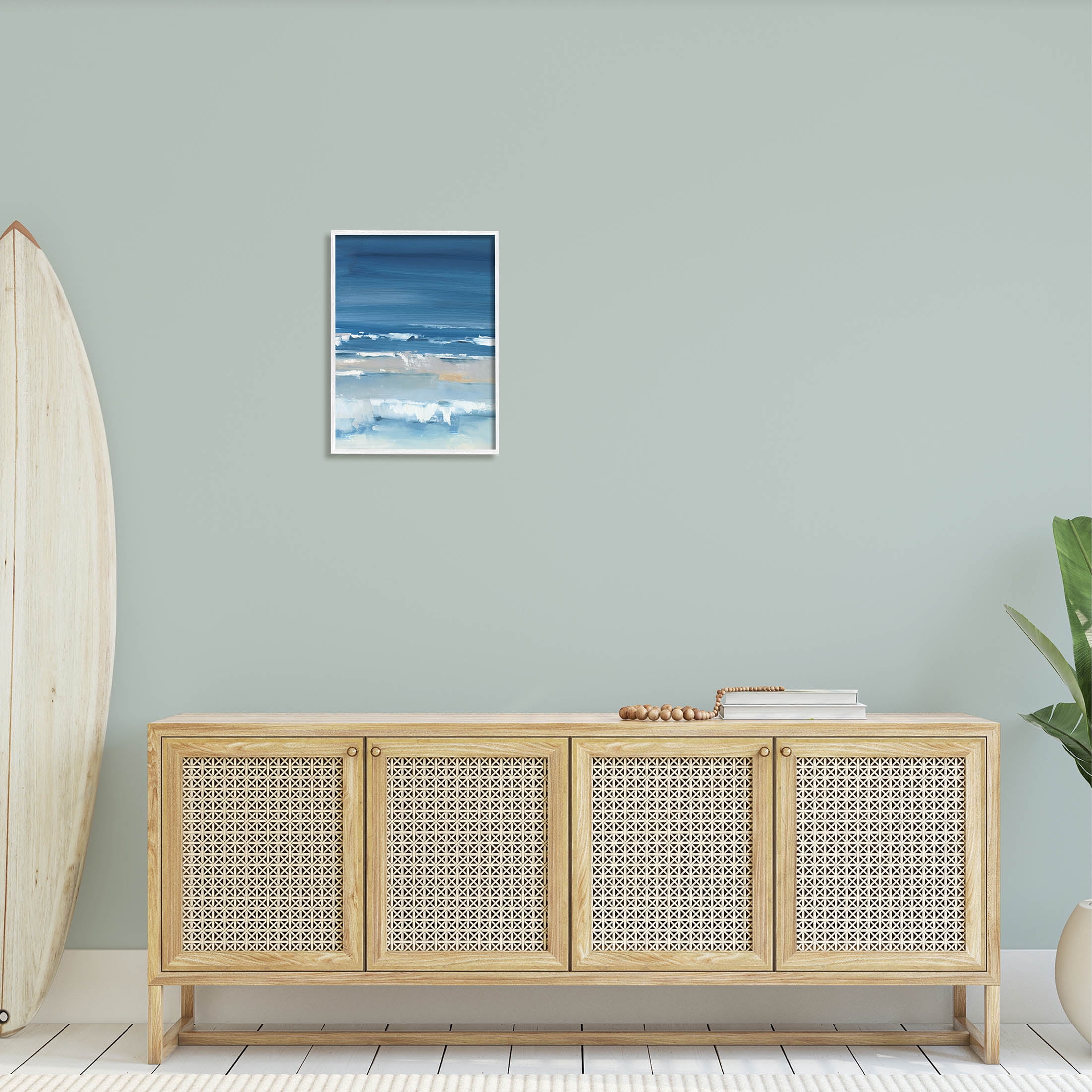 Stupell Industries Rolling Beach Waves Foamy Shoreline Painting White Framed Art Print Wall Art, Design by Ethan Harper