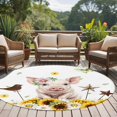 thumbnail image 5 of Pig Animal Round Living Room Rugs 5 ft, Yellow Sunflower Daisy Bird Butterfly Field Summer Washable Area Rug with Non-Slip Sturdy Edge Binding Round Carpet for Entryway Kitchen Bedroom Bathroom, 5 of 9
