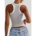 thumbnail image 5 of Womens Ribbed Square Neck Tank Tops Basic Backless Sleeveless Summer Camisole 2025 White M, 5 of 6
