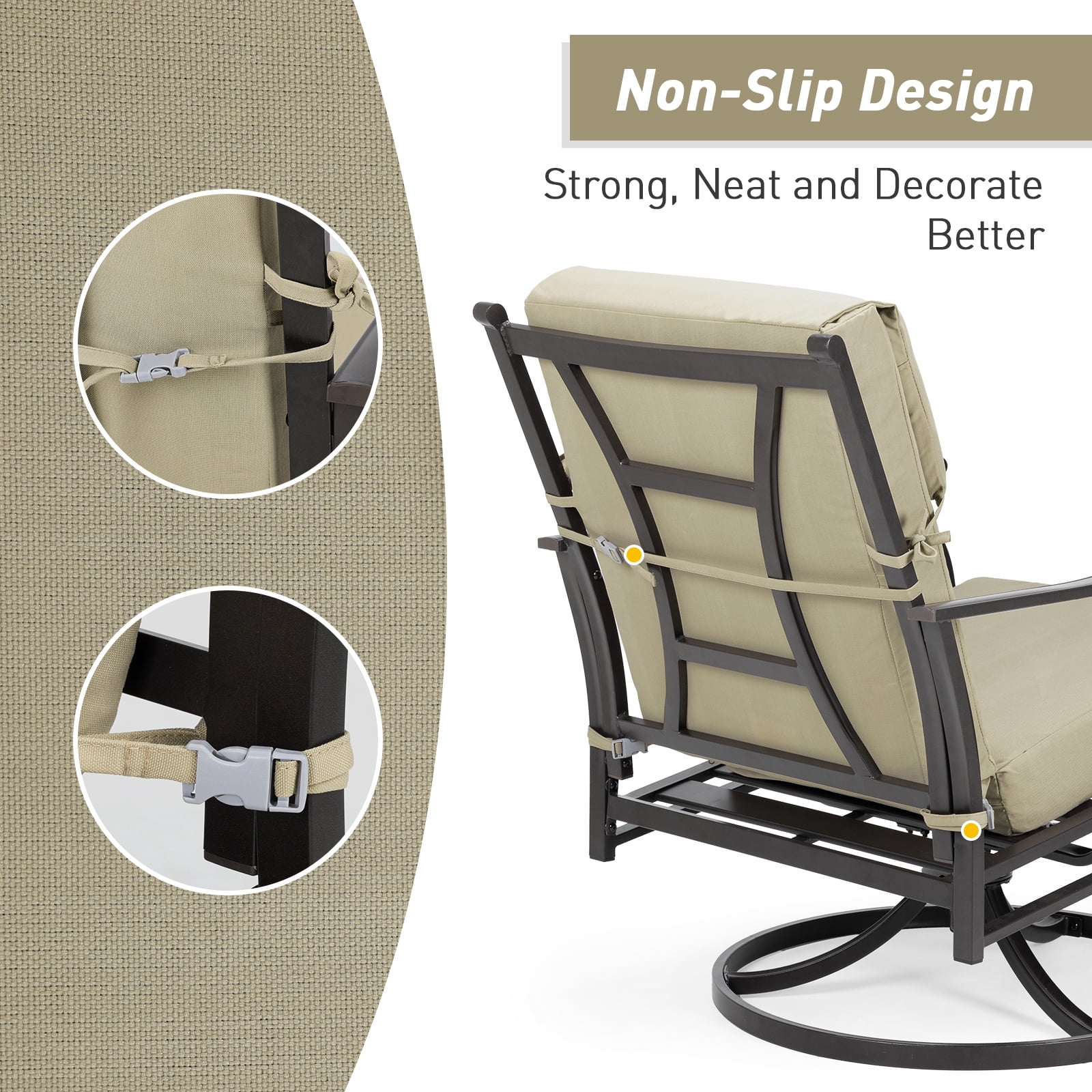 Aoodor Outdoor Chair Cushions 45 x 22 x 4 Inch Patio Furniture Seat Cushion - Brown