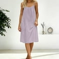 thumbnail image 7 of Womens Casual Sleeveless Open Back Loose Fit Maxi Dress Robe Homewear Long Gown Thin Strap Light Purple L, 7 of 7