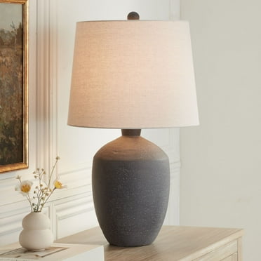 360 Lighting Kyle 24" High Farmhouse Rustic Modern Table Lamp Black Single White Shade Living Room Bedroom Bedside Nightstand