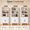 thumbnail image 6 of SESSLIFE Pantry Cabinet, 63" H Kitchen Pantry Storage Cabinet with 3 Open Shelves, Drawer & Adjustable Bottom Storage, Wood Kitchen Pantry Cabinet for Dining Room Living Room, White, 6 of 8