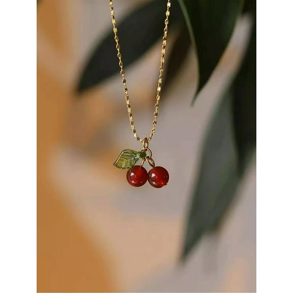 EOEMY 1Pc Cute Cherry Pendant Necklace For Women For Birthday Gift For Women Jewelry-Default