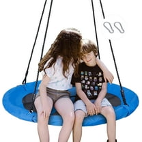 HYYOP 40 Inch Tree Swing, Outdoor Kids Flying Saucer Swing, 800lbs Weight Capacity Waterproof Textilene Fabric Durable Steel Frame with Adjustable Hanging Ropes for Playground, Backyard, Blue