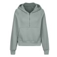 thumbnail image 5 of Tops for Women 2025 Knit Winter Fall Relaxed Fit Hooded Long-sleeved Bell Drop Shoulder Half Zip Solid Color Pullover Cotton Sweatshirt Tops(Navy,M), 5 of 6