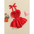 thumbnail image 3 of Kiapeise Newborn Baby Girl Valentine 's Day Heart Halter Romper Tutu Dress Sequin Bodysuit Jumpsuit Backless Sunsuit, 3 of 8