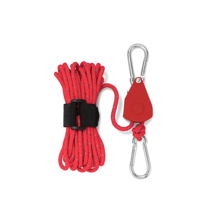 Carevas Outdoor Camping Thicken Pulley Rope Adjustable Tent Canopy Rope  Lifting Pulley Hook Tent Canopy Fixing Pulley Rope