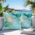 thumbnail image 3 of Throw Pillow Covers 20x20 Inch Set of 2, Teal Marble Waterproof Outdoor Pillow Covers, Abstract Art Modern Ink Painting Decorative Cushion Pillowcases for Couch, Sofa, Bed, Garden, Patio, 3 of 9