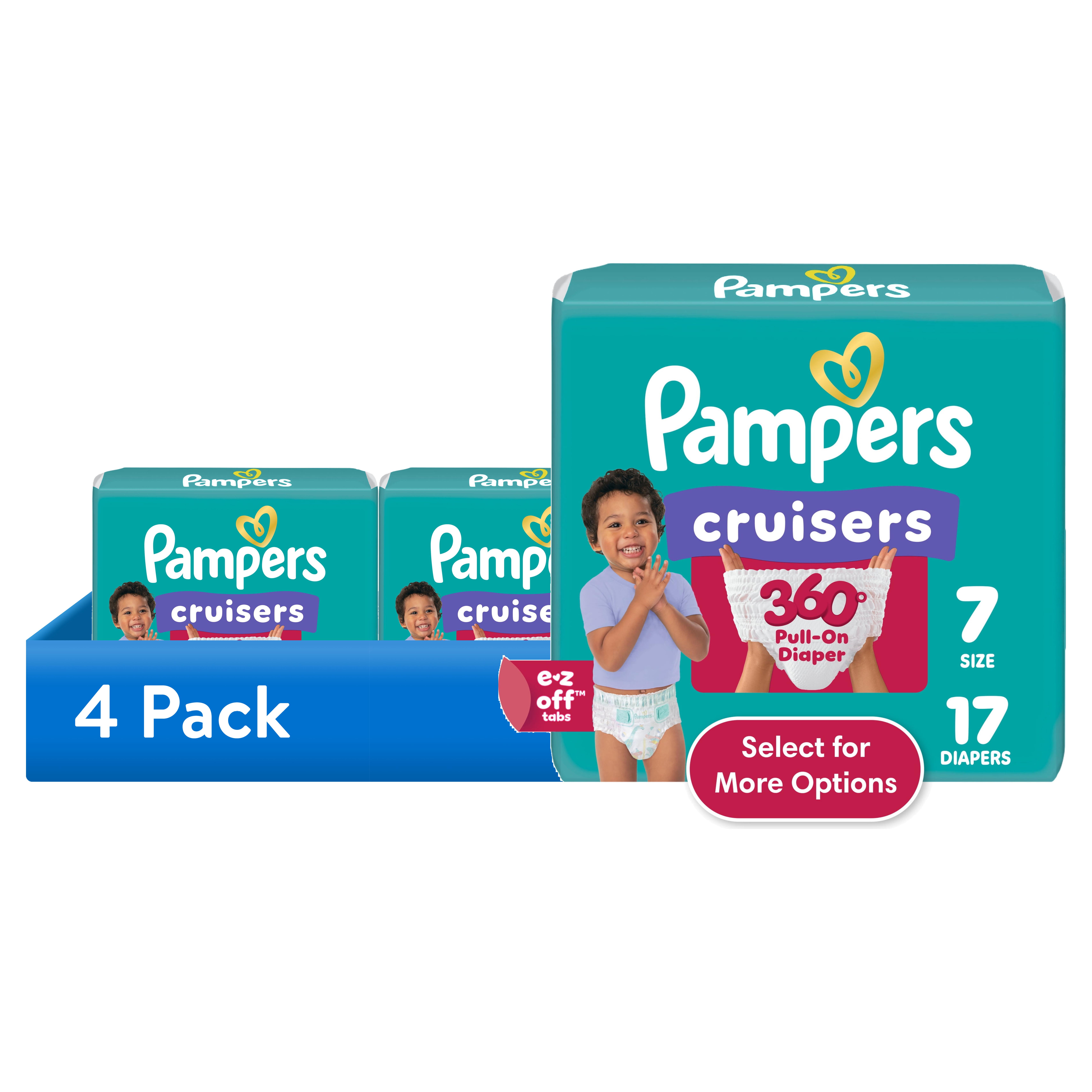 (4 pack) Pampers Cruisers 360 Baby Diapers Size 7, 17 Count (Select for More Options)