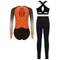 thumbnail image 2 of TSSOE Gymnastics Leotard for Girls Long Sleeve Sparkly Ballet Dance Unitard Vest with Leggings Set Gymnastics Outfits Orange 10, 2 of 7