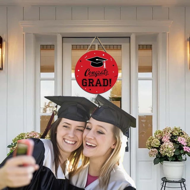 Placa de Madera para Puerta con Decoración de Fiesta de Graduación. Felicitaciones Por La Temporada de Graduación. Placa Circular Colgante.