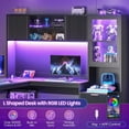 thumbnail image 6 of 67" x 65" L Shaped Computer Desk with 3 Drawers and Storage Cabinet, Fluted Corner Office Desk with Hutch and RGB LED Lights, 6 of 7